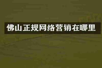 佛山正规网络营销在哪里