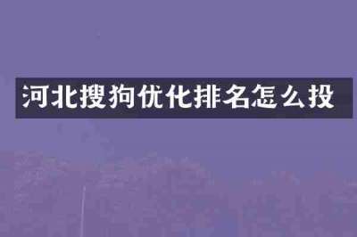 河北搜狗优化排名怎么投