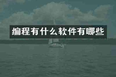 编程有什么软件有哪些