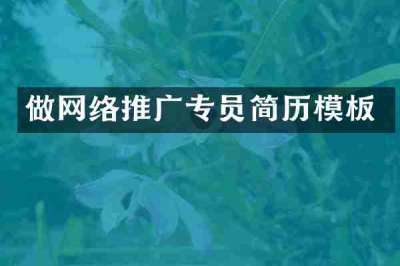 做网络推广专员简历模板