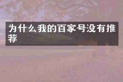 为什么我的百家号没有推荐