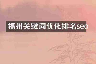 福州关键词优化排名seo