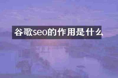 谷歌seo的作用是什么