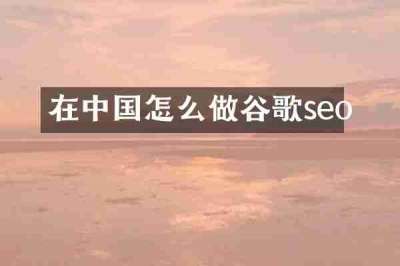 在中国怎么做谷歌seo