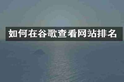 如何在谷歌查看网站排名