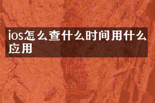 ios怎么查什么时间用什么应用