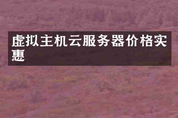 虚拟主机云服务器价格实惠