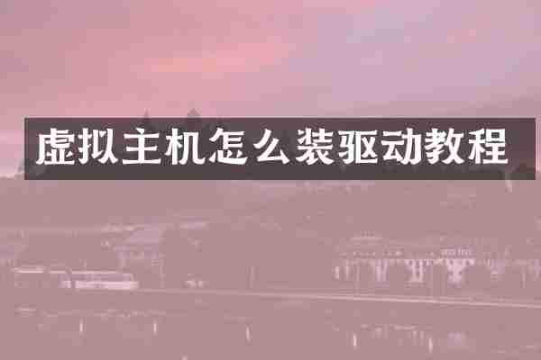 虚拟主机怎么装驱动教程