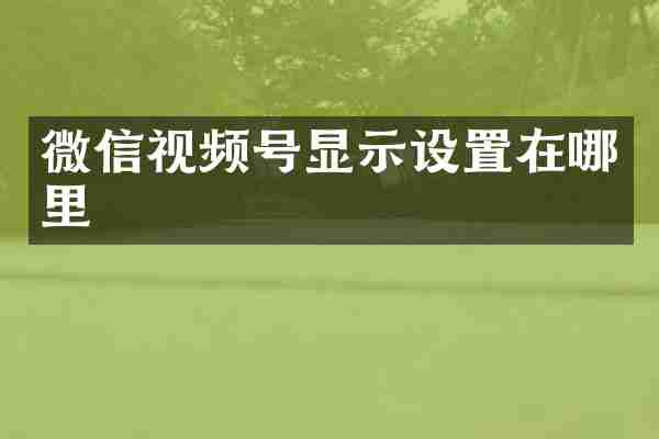 微信视频号显示设置在哪里