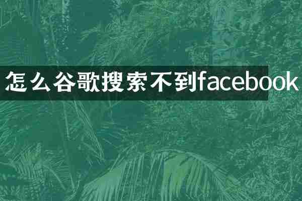 怎么谷歌搜索不到facebook