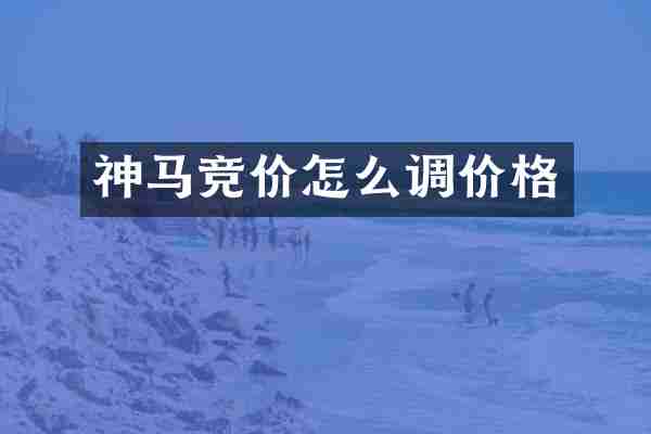 神马竞价怎么调价格