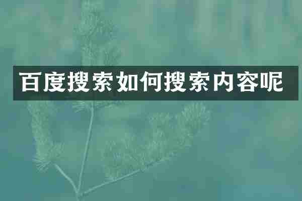 百度搜索如何搜索内容呢