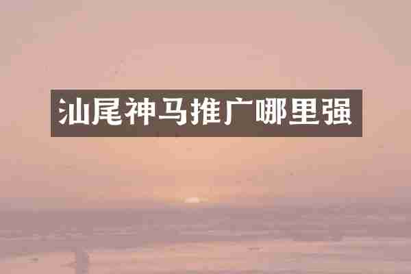 汕尾神马推广哪里强