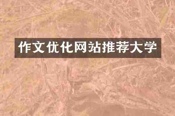 作文优化网站推荐大学