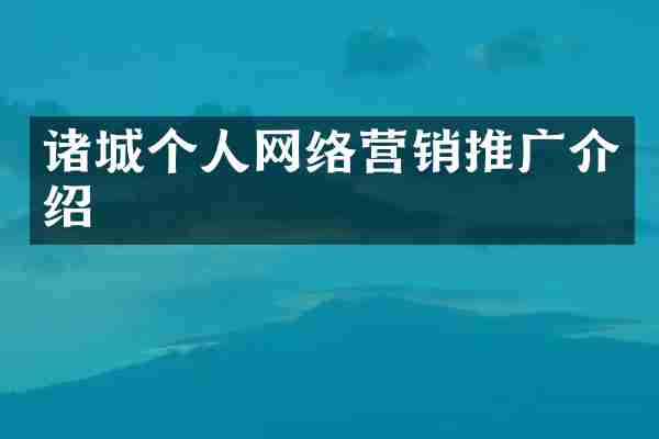 诸城个人网络营销推广介绍