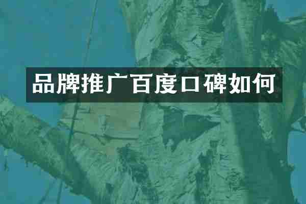 品牌推广百度口碑如何