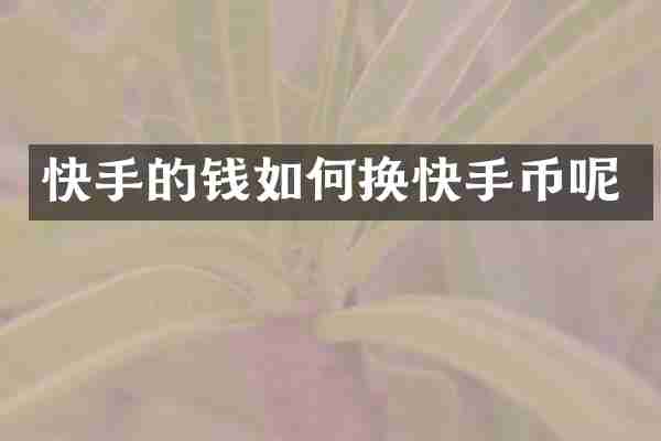 快手的钱如何换快手币呢