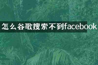 怎么谷歌搜索不到facebook