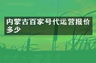 内蒙古百家号代运营报价多少
