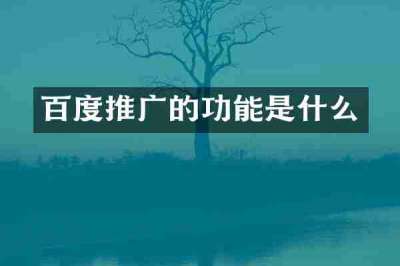 百度推广的功能是什么