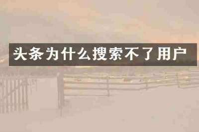 头条为什么搜索不了用户