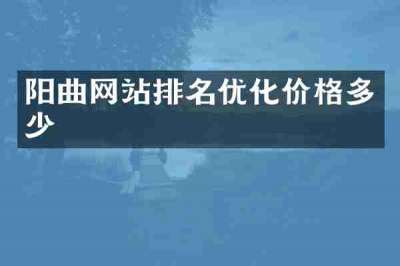 阳曲网站排名优化价格多少