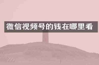 微信视频号的钱在哪里看