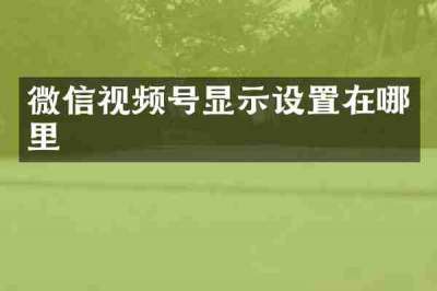 微信视频号显示设置在哪里