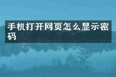 手机打开网页怎么显示密码