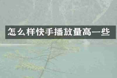 怎么样快手播放量高一些