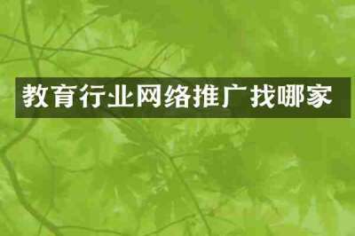 教育行业网络推广找哪家