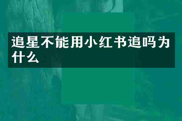 追星不能用小红书追吗为什么