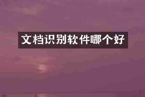 文档识别软件哪个好