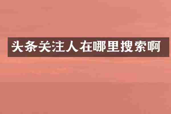 头条关注人在哪里搜索啊