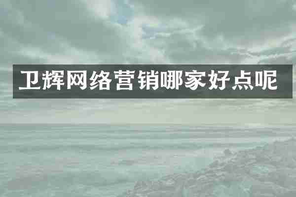卫辉网络营销哪家好点呢