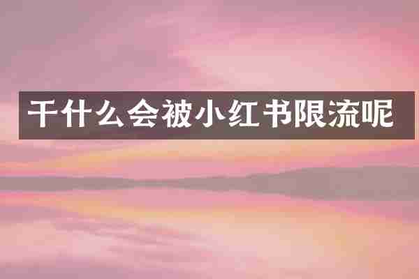 干什么会被小红书限流呢