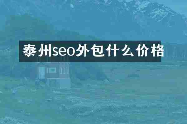 泰州seo外包什么价格