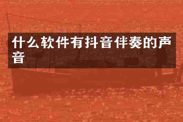 什么软件有抖音伴奏的声音