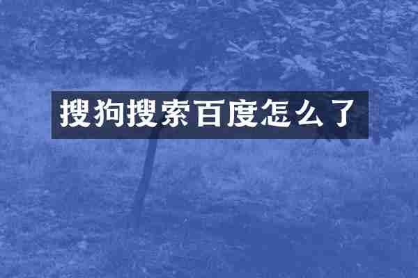 搜狗搜索百度怎么了