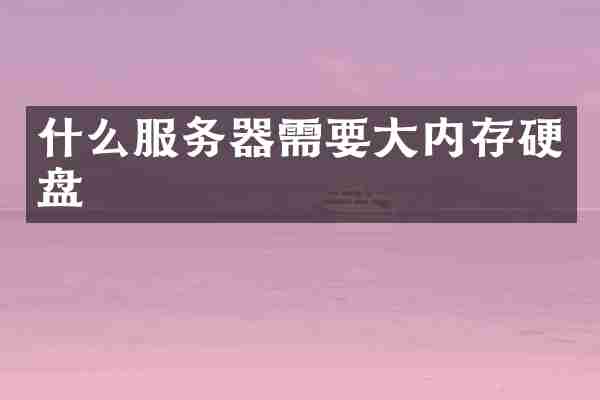 什么服务器需要大内存硬盘