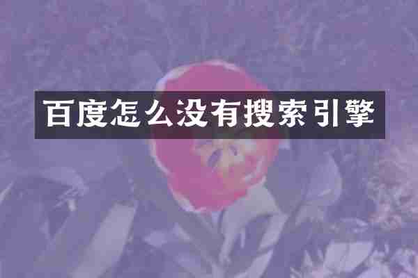 百度怎么没有搜索引擎