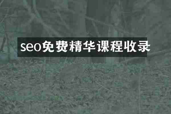 seo免费精华课程收录