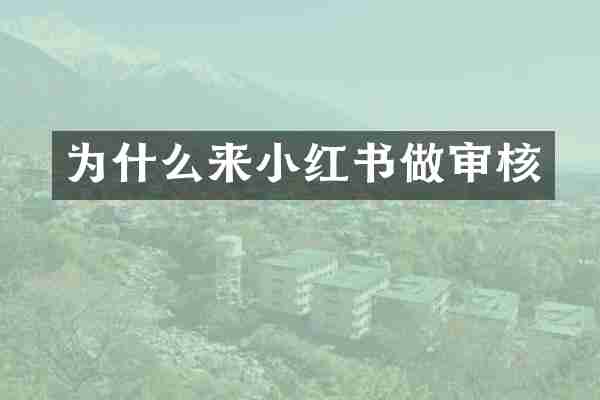 为什么来小红书做审核