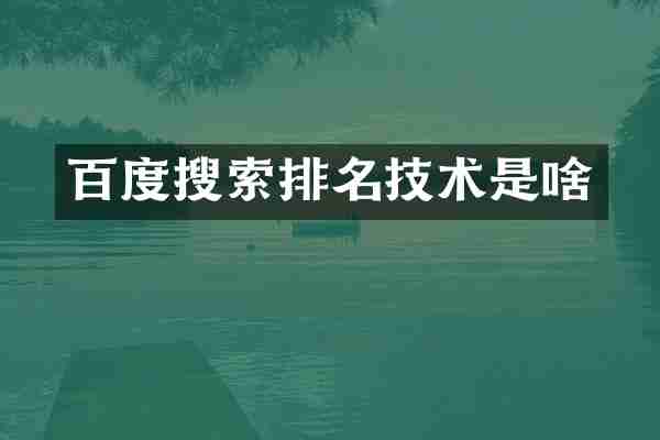百度搜索排名技术是啥