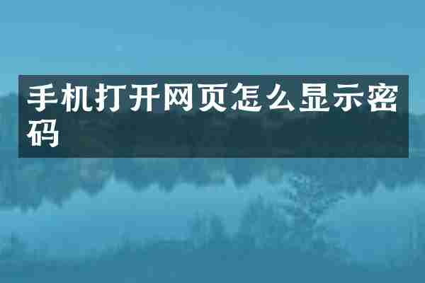 手机打开网页怎么显示密码