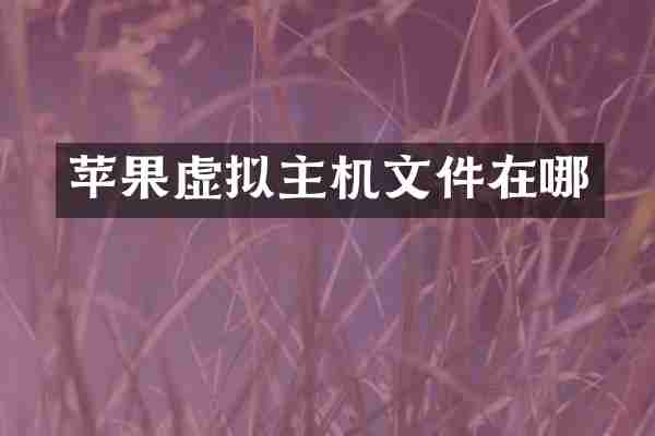 苹果虚拟主机文件在哪