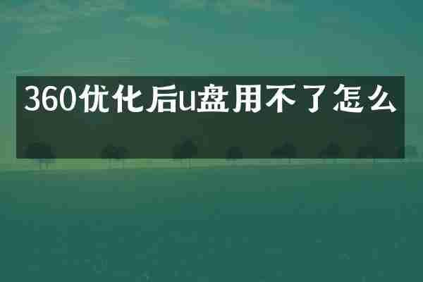 360优化后u盘用不了怎么办