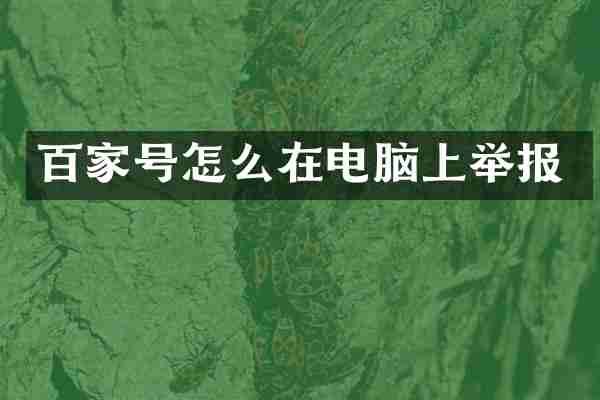 百家号怎么在电脑上举报