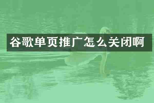 谷歌单页推广怎么关闭啊