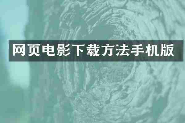 网页电影下载方法手机版